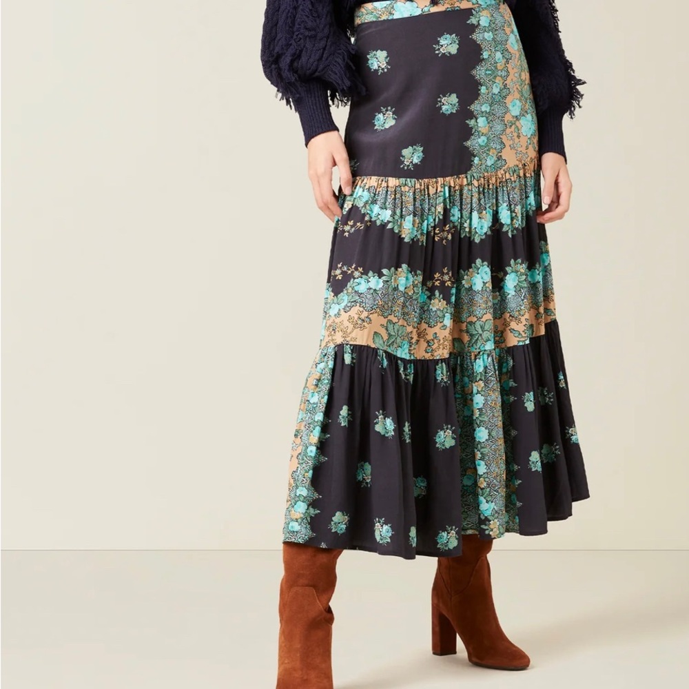 Figue Camille Skirt Floral Border NWT
